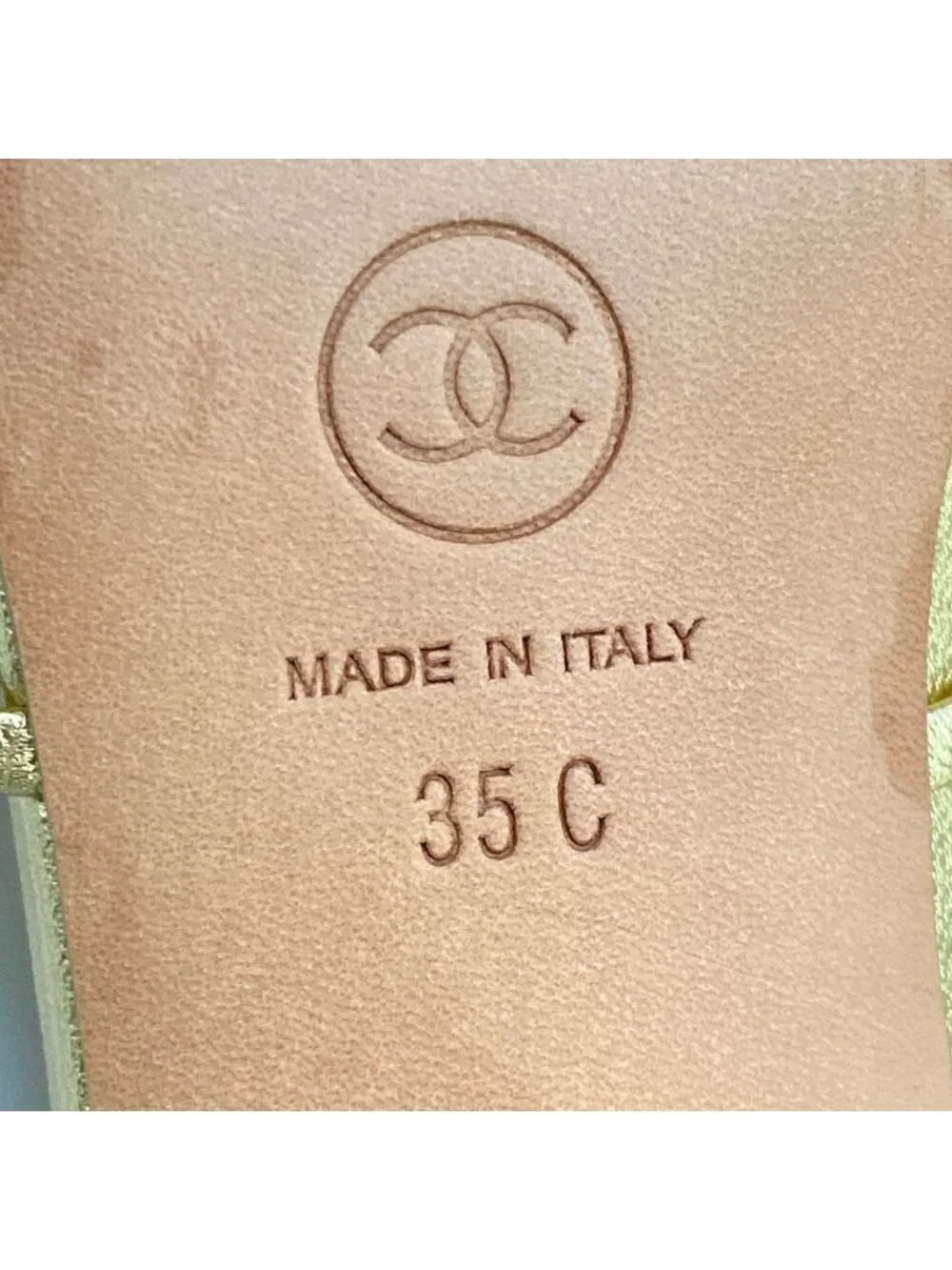 Chanel Sandals Gold CC Logo Quilted Leather